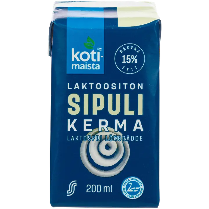 Kotimaista laktoositon sipulikerma 15 % 2 dl UHT