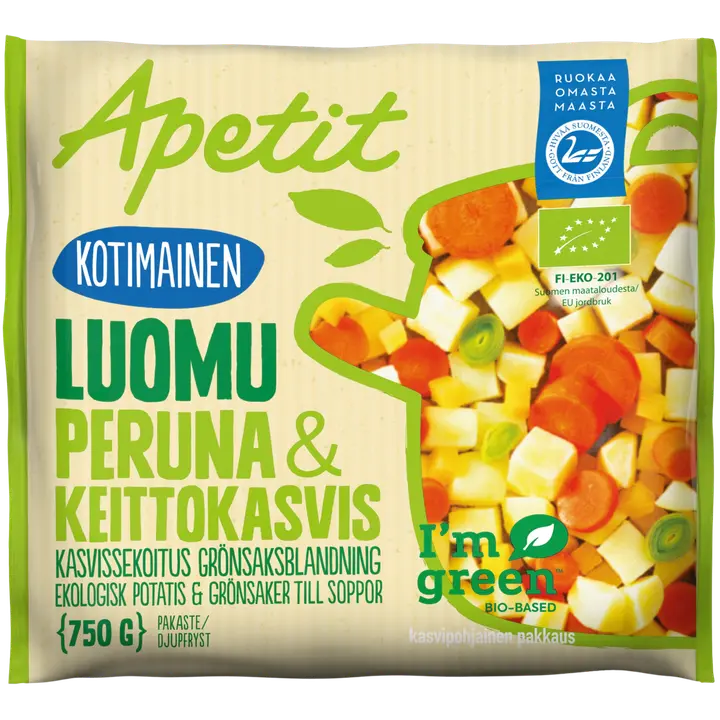 Apetit Kotimainen Luomu peruna & keittokasvis pakaste 750g