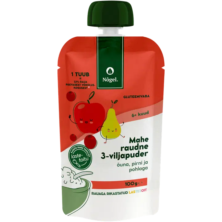 Nogel Mahe raudne 3-viljapuder õuna, pirni ja pohlaga, 6k, 100 g