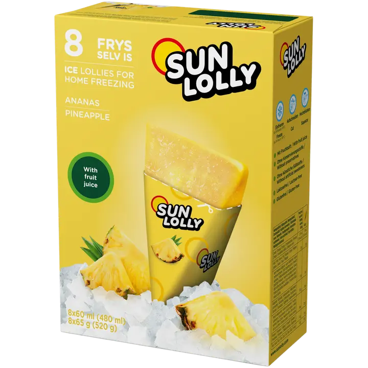 Sun Lolly 8x60ml/65g Pakasta itse mehujää Ananas