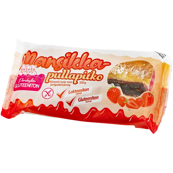 Porokylän Leipomo mansikkapullapitko gluteeniton 320 g