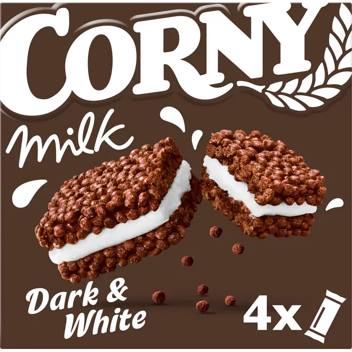 Corny Milk Dark & White välipalapatukka 4x30g