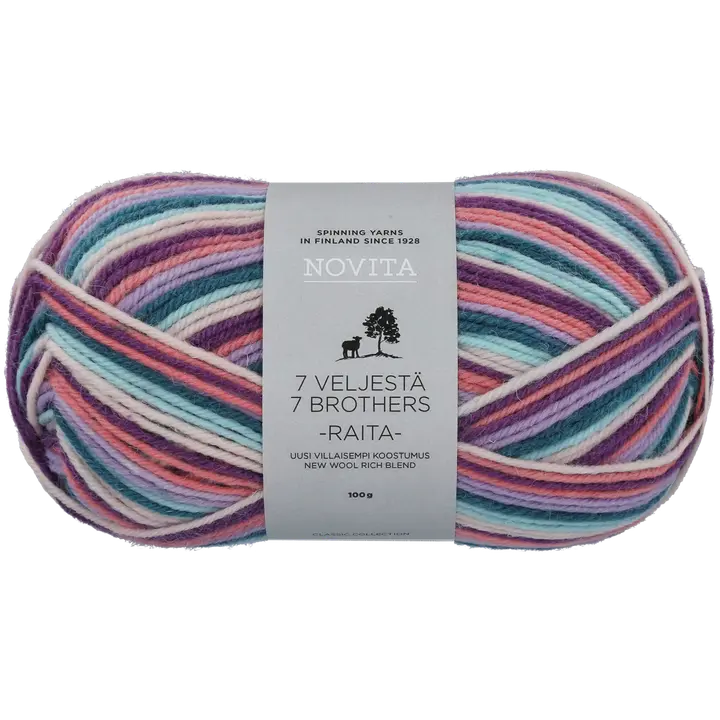 Novita Lanka 7 Veljestä Raita 100 g pastellikaari 977