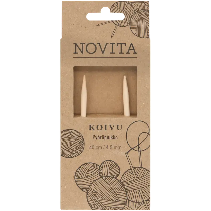 Novita pyöröpuikot 40 cm koivu 4.5 mm