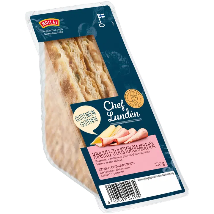 Chef Lundén Gluteeniton Kinkku-juustokolmioleipä 170g