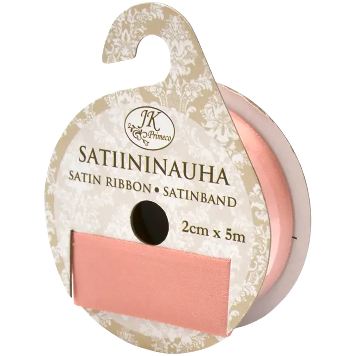 J.K. Primeco satiininauha 2cm x 5m vanha rosa
