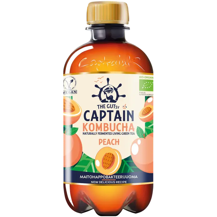 The Gutsy Captain Peach kombucha-juoma LUOMU 400ml
