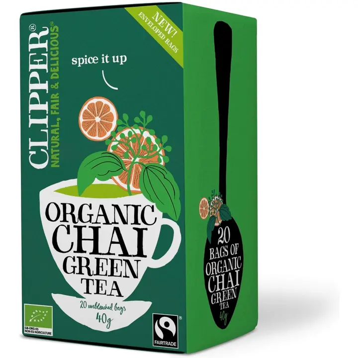 Clipper Luomu ja Reilun kaupan Vihreä Chai tee 40g / 20 pussia