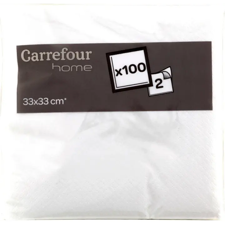 Carrefour lautasliina valkoinen 33 cm 100 kpl