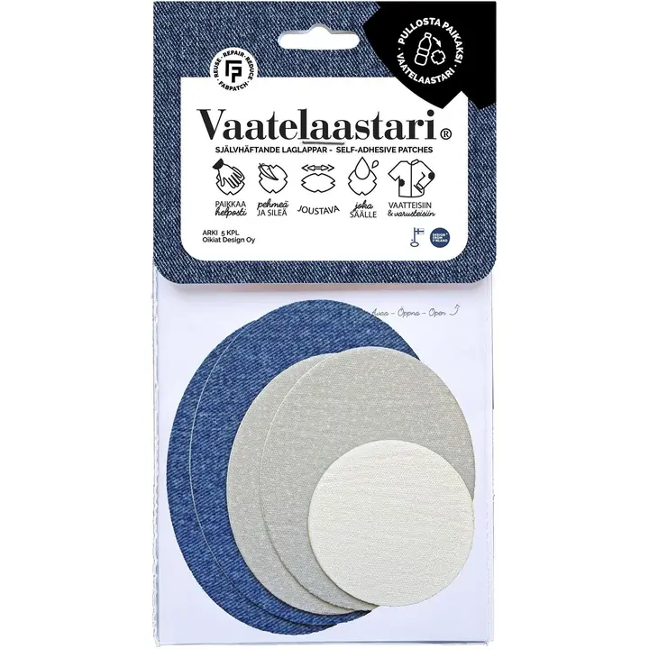 FabPatch Vaatelaastari, Arki - helppo, hankaamalla kiinnittyvä tekstiilien korjauspaikka