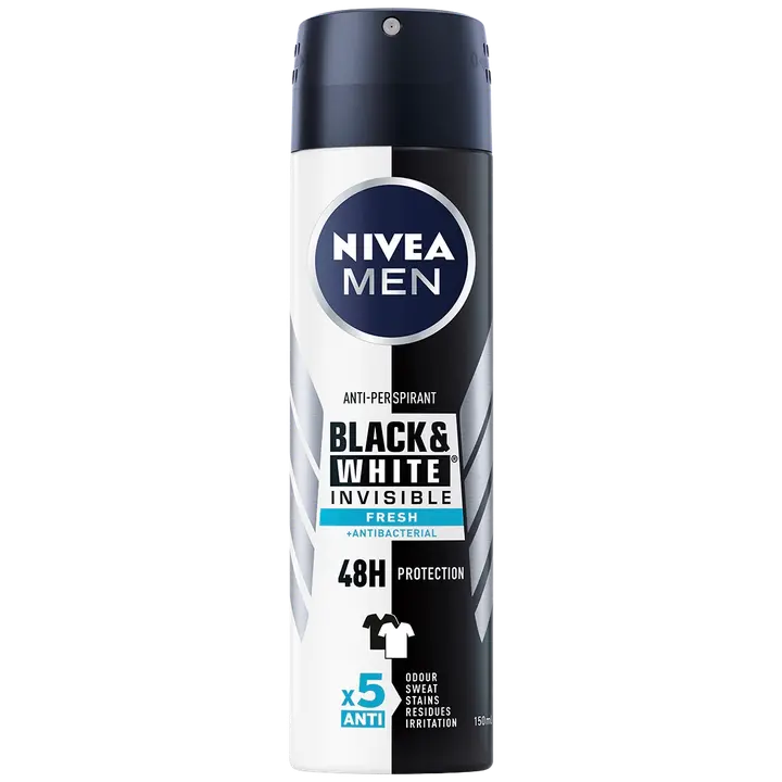 NIVEA MEN 150ml Black & White Invisible Fresh Deo Spray -antiperspirantti