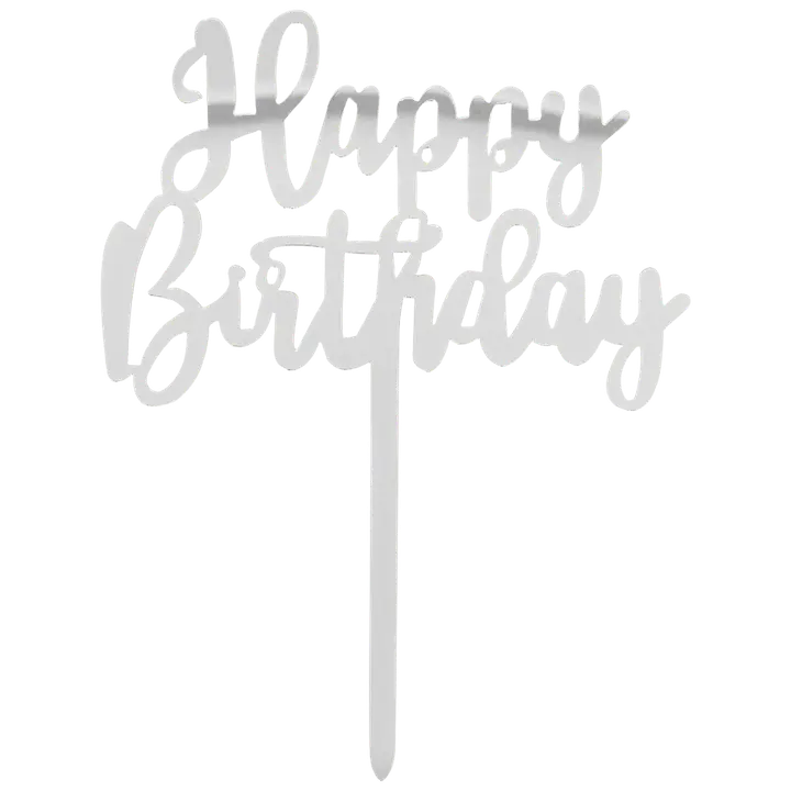 Happy Birthday koriste hopeanvärinen