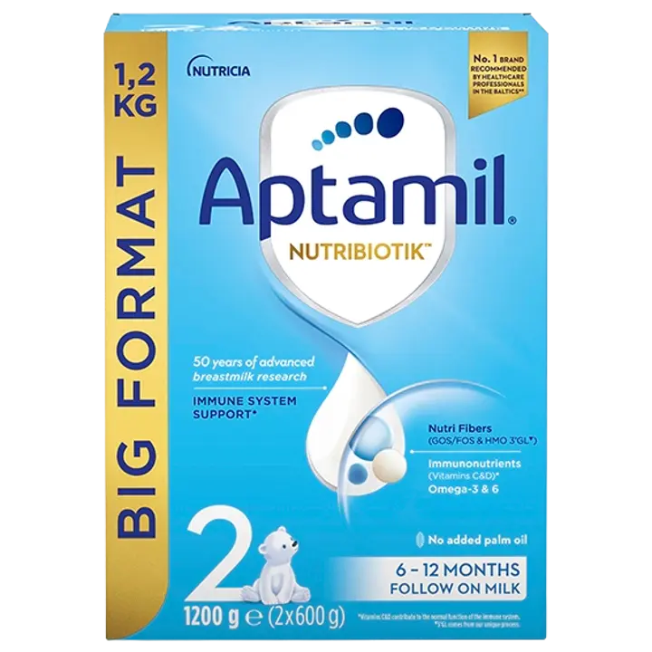 Aptamil® NUTRIBIOTIK™ 2 piimal põhinev imiku jätkupiimasegu alates 6 kuust, 1,2kg