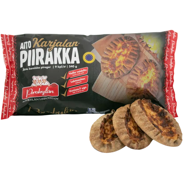 Porokylän Aito Karjalanpiirakka 9 kpl / 540 g laktoositon