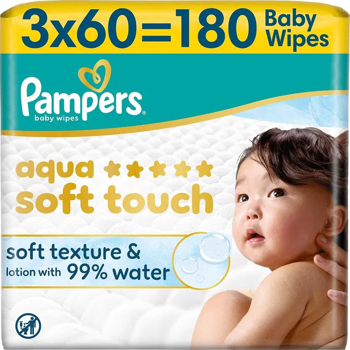 Pampers Harmonie Aqua 3x60kpl puhdistuspyyhe