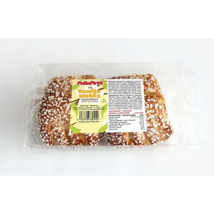 Pulla-Pirtti Vaniljaviuhka 4/170g laktoositon täyteviineri