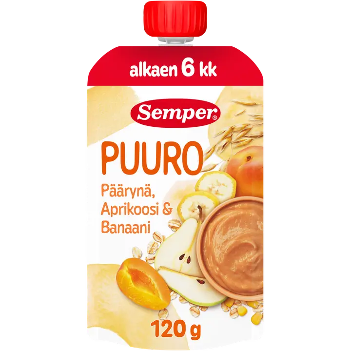 Semper Puuro Päärynä, aprikoosi & banaani 6kk käyttövalmis lastenpuuro 120g