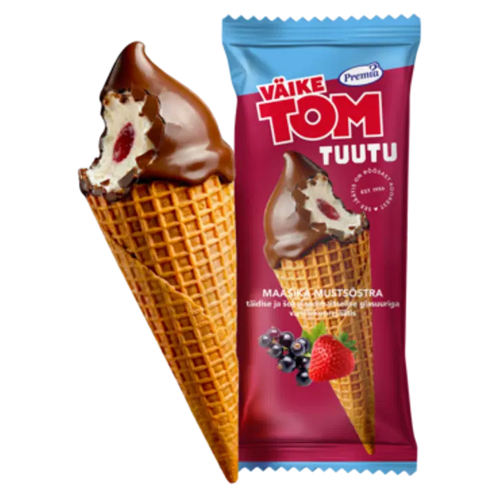 Väike Tom Vanilli-Koorejäätis Maasika-Mustsõstra šokolaadi glasuuris 75 g/110 ml
