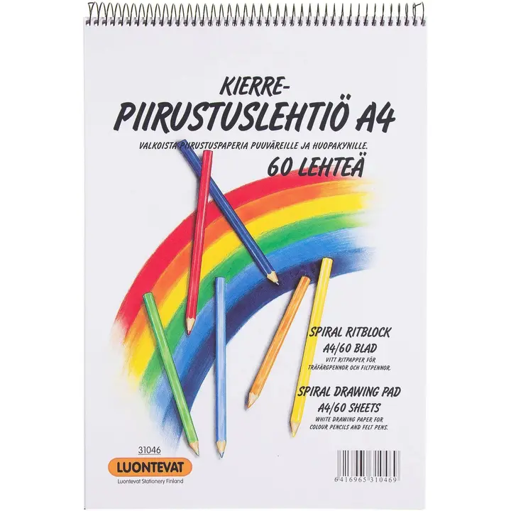Luontevat kierrepiirustuslehtiö A4 60 lehteä