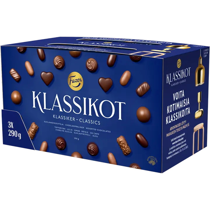 Fazer Klassikot suklaakonvehteja 290g 3-pack