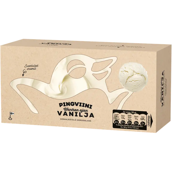 Pingviini Wanhan Ajan Vanilja kermajäätelö kotipakkaus 1L/540g