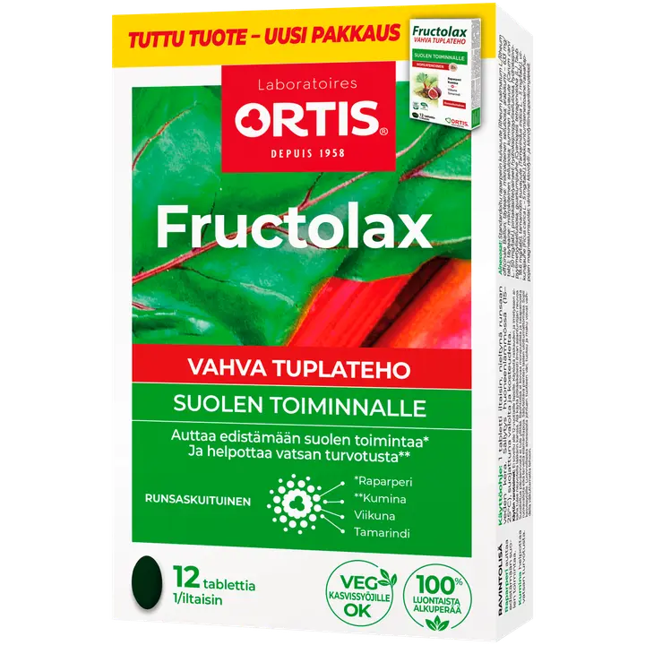 Fructolax Vahva Tuplateho runsaskuituinen ravintolisätabletti 11g/12 kpl
