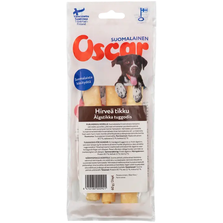 Oscar Hirveä tikku puruherkku 60 g (3 kpl), koirille