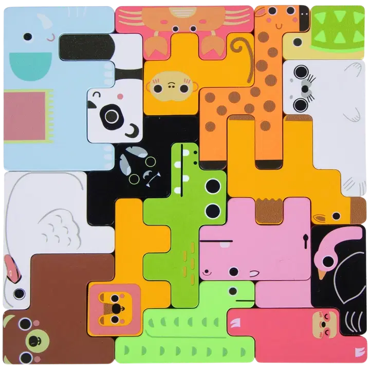 Wooden Carrefour puiset pinottavat eläimet 17 kpl