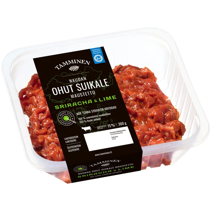 Tamminen naudan ohut suikale maustettu Sriracha & Lime 300g