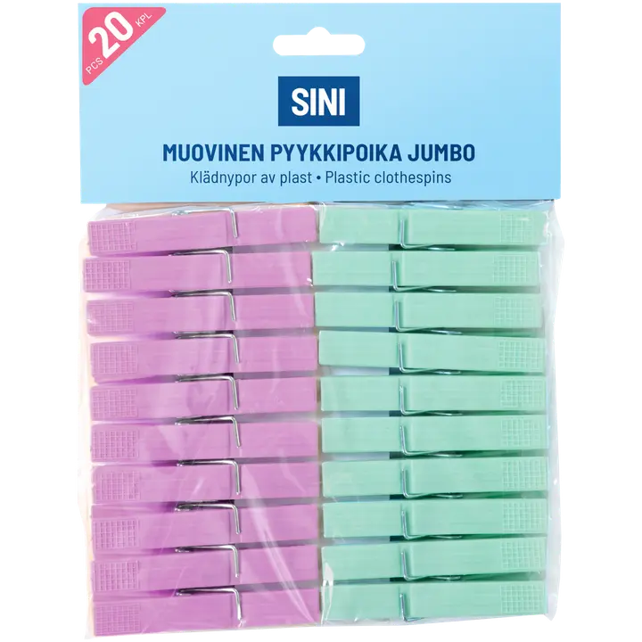 Sini muovinen pyykkipoika jumbo 20kpl