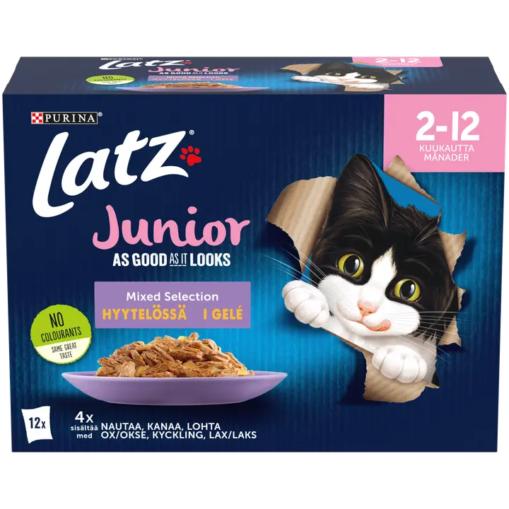 Latz Agail 12x85g Junior Mixed lajitelma hyytelössä 4 varianttia kissanruoka