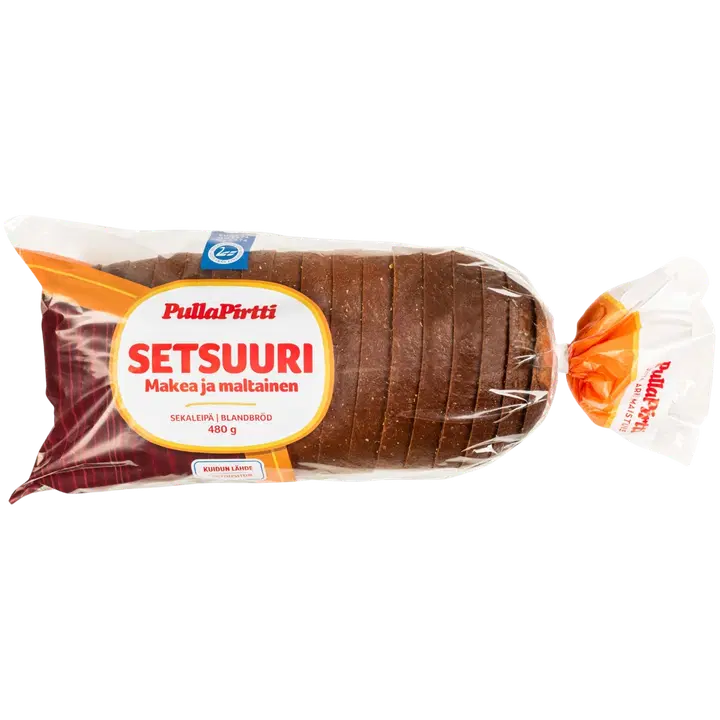 Pulla-Pirtti Setsuuri 480g siivutettu laktoositon kuitupitoinen sekaleipä