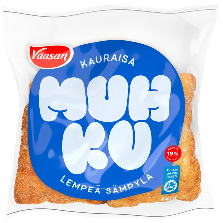 Vaasan Muhku Kauraisa sämpylä 240 g 4 kpl kaura-vehnäsämpylä
