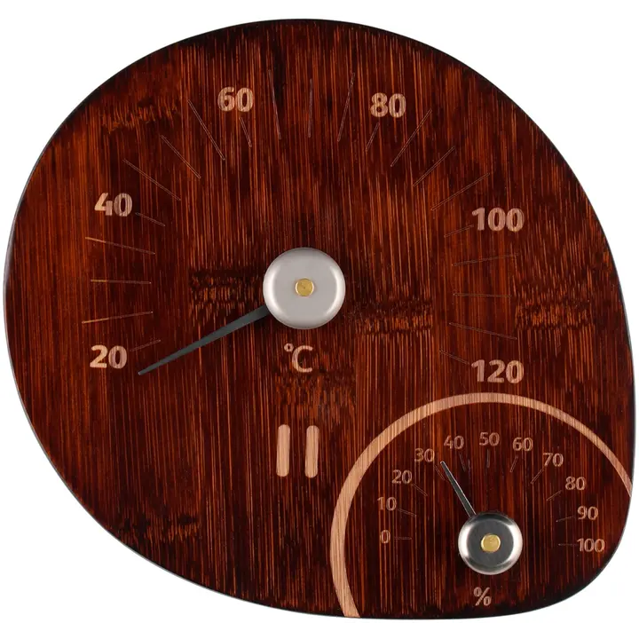 Rento Saunan lämpö- ja kosteusmittari tumma bambu