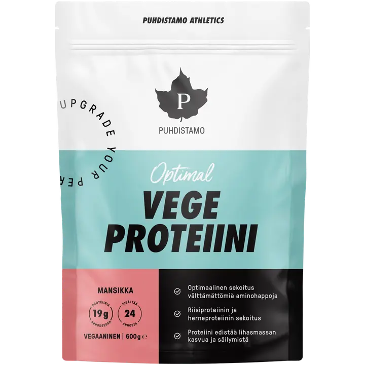 Puhdistamo Athletics Optimal Vege proteiinijauhe Mansikka 600 g