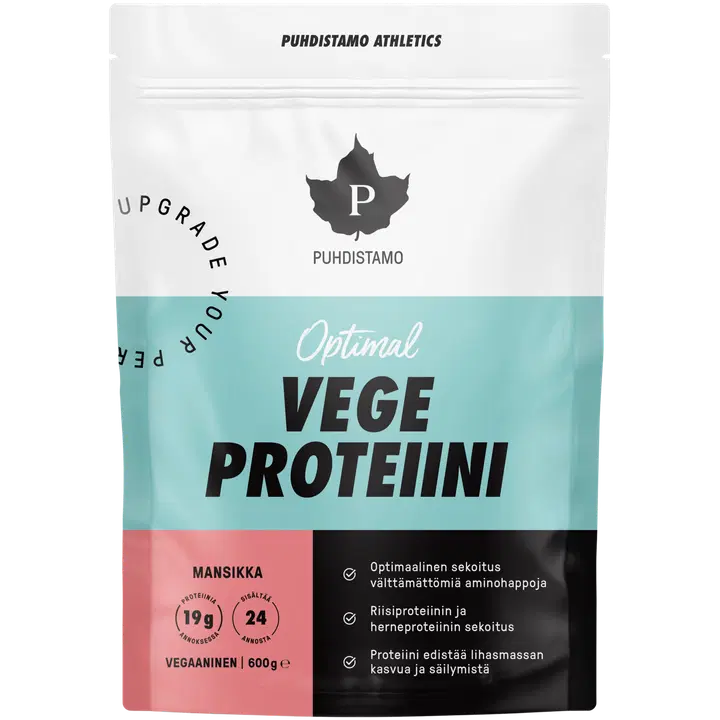 Puhdistamo Athletics Optimal Vege proteiinijauhe Mansikka 600 g