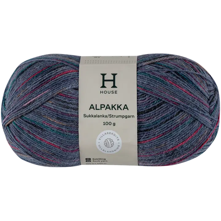 House sukkalanka Alpakka 100g CNE-1520 pink/blue/black stripes