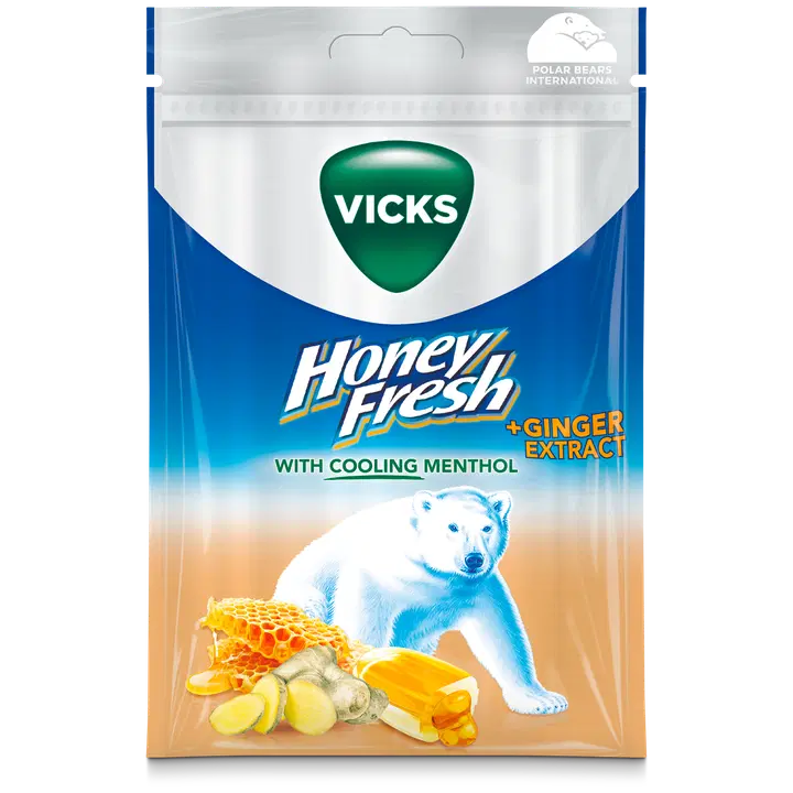 Vicks Honey Fresh Ginger kurkkupastilli 72g