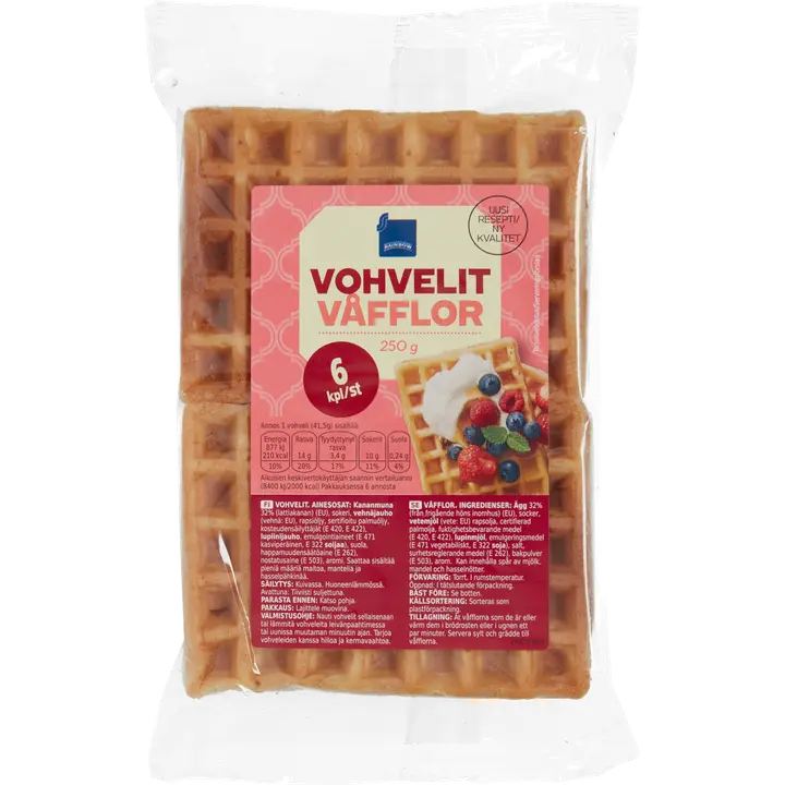 Rainbow vohvelit 6 kpl 250 g