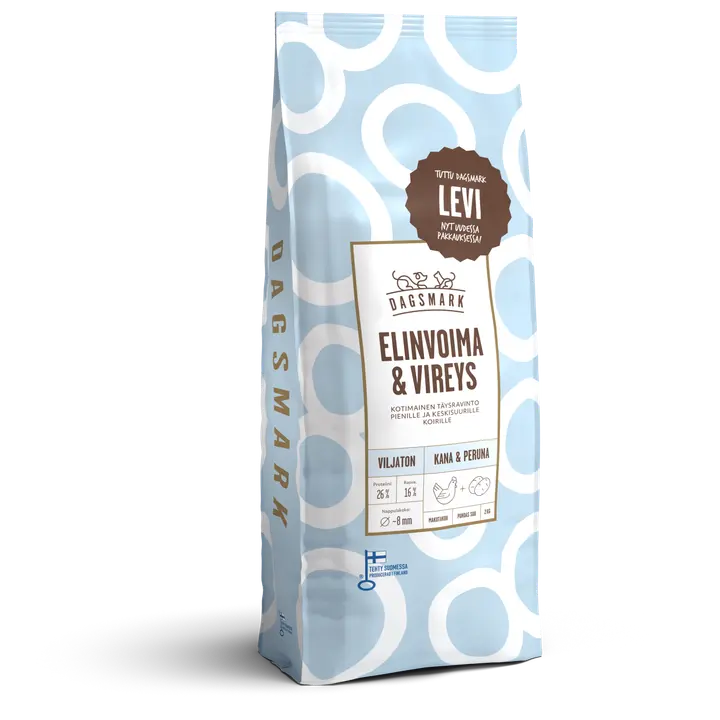Dagsmark ELINVOIMA & VIREYS koiran kuivaruoka viljaton kana-peruna 2 kg