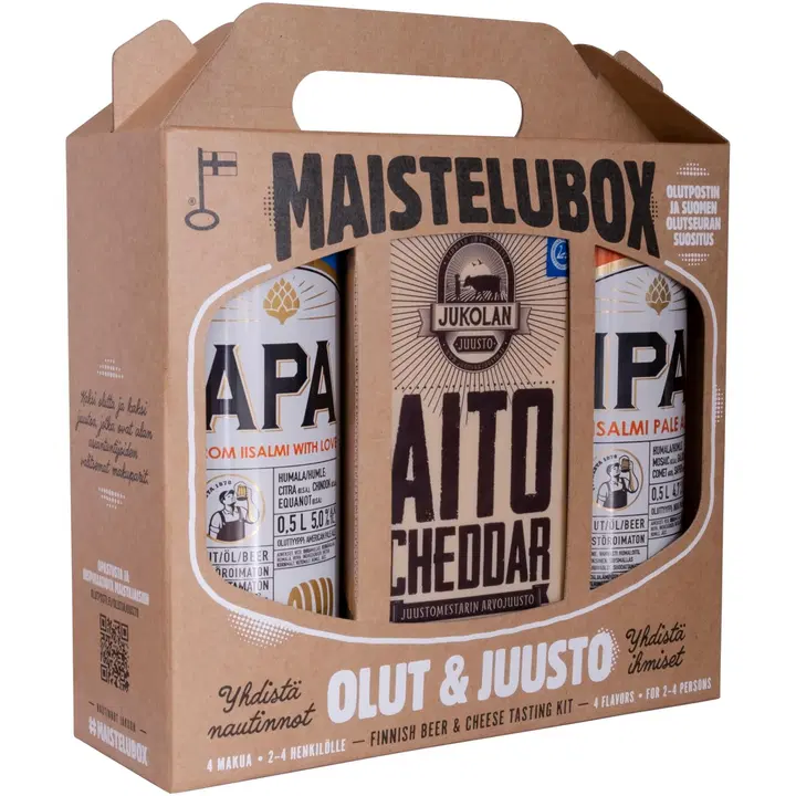 MaisteluBox: Olut 2 x 0,5 l tlk & juusto 2 x 80 g