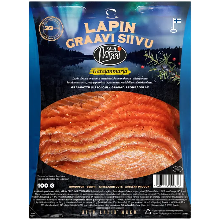 Kala-Lappi Lapin Graavi kirjolohifileesiivu, Katajanmarja 100 g