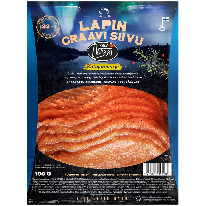 Lapin Graavi kirjolohi Katajanmarja 100g siivutettu