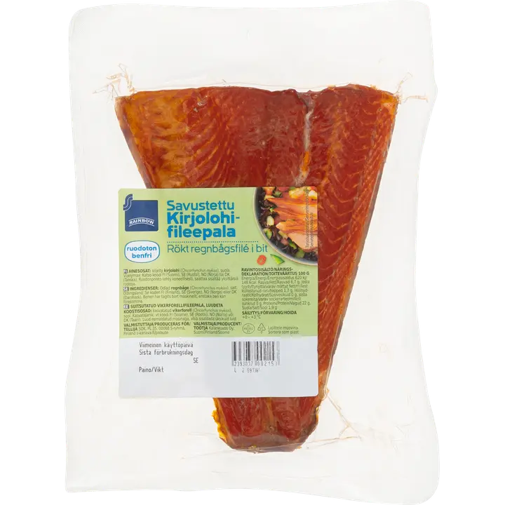Rainbow n. 250g savustettu ruodoton kirjolohifileepala