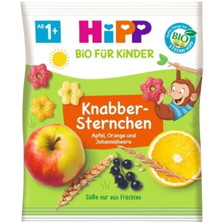 HiPP Krõbedad teraviljatähekesed õuna, apelsini ja mustasõstraga ÖKO al. 1a