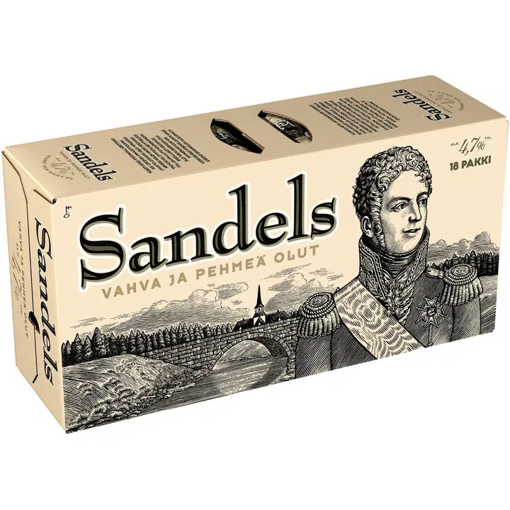 18 x Sandels 4,7 % olut 0,33 l tlk salkku