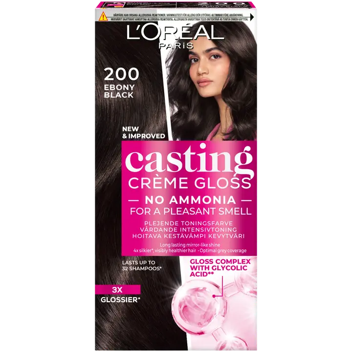 L'Oréal Paris Casting Crème Gloss 200 Ebony Black Musta kevytväri 1kpl