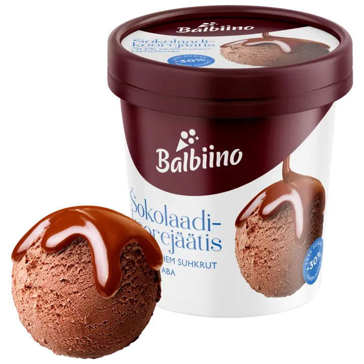 Vähendatud suhkruga šokolaadi-koorejäätis, 500 ml