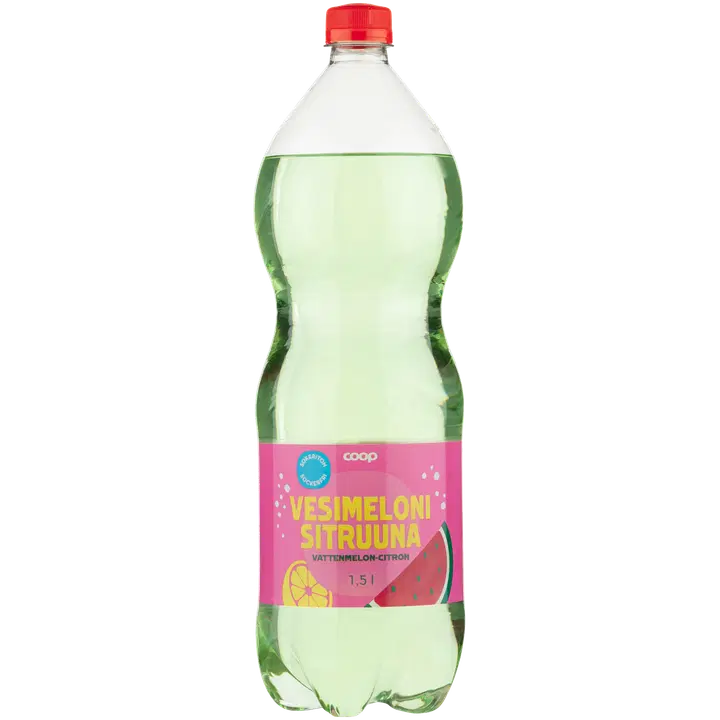 Coop vesimeloni-sitruuna sokeriton virvoitusjuoma 1,5l