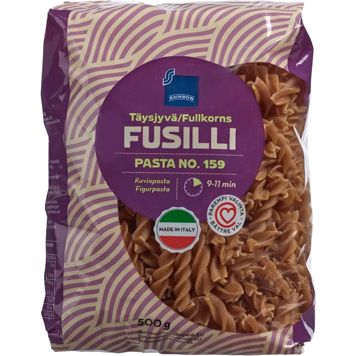 Rainbow 500g täysjyväfusilli kierrepasta
